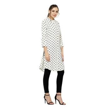 White printed polyester short-kurtis 3