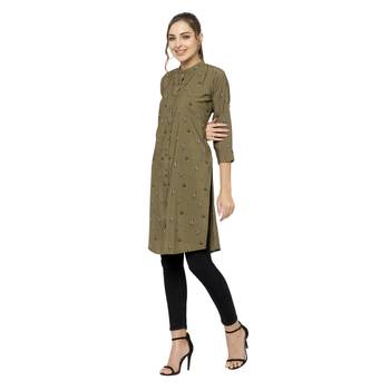 Green printed crepe short-kurtis 2