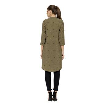Green printed crepe short-kurtis 4