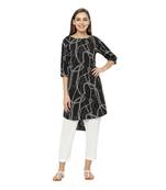 Black printed polyester short-kurtis