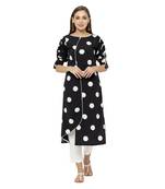 Navy-blue printed crepe ethnic-kurtis
