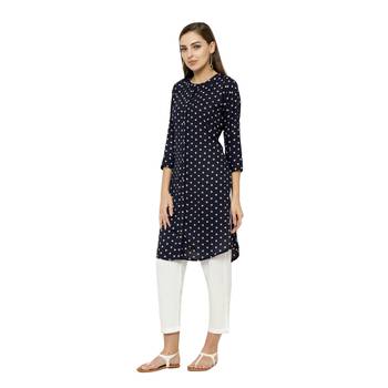 Navy-blue printed polyester ethnic-kurtis 2
