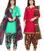 Women's Pack of 2 Synthetic Printed Unstitched Dress Material Combo