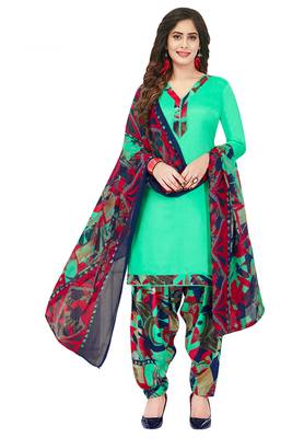 Women's Pack of 2 Synthetic Printed Unstitched Dress Material Combo 2