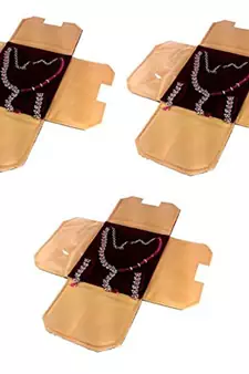 atorakushon   Velvet Necklace Pouch Jewellery Earring Organizer Traveling Kit for Women and Girls Pack 3 (Maroon)