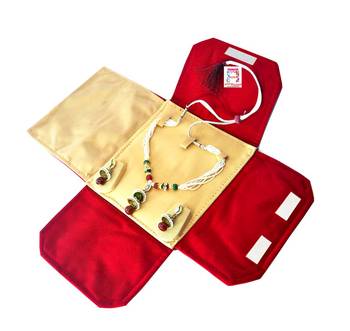 atorakushon   Velvet Necklace Pouch Jewellery Earring Organizer Traveling Kit for Women and Girls Pack 1 (Maroon) 1