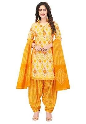 Women's Pack of 2 Synthetic Printed Unstitched Dress Material Combo 2