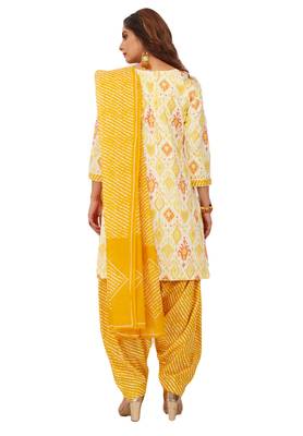 Women's Pack of 2 Synthetic Printed Unstitched Dress Material Combo 3