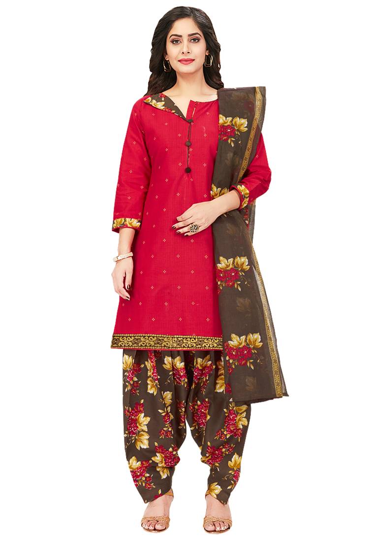 Women's Pack of 2 Synthetic Printed Unstitched Dress Material Combo