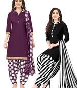 Women's Pack of 2 Synthetic Printed Unstitched Dress Material Combo