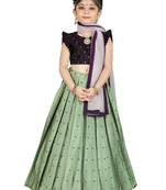 Kids Maroon Blouse And Pista Lehanga Choli Set For Girls 