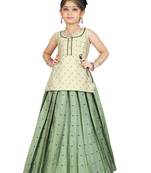 Girls White Top And Pista Lehanga Choli 