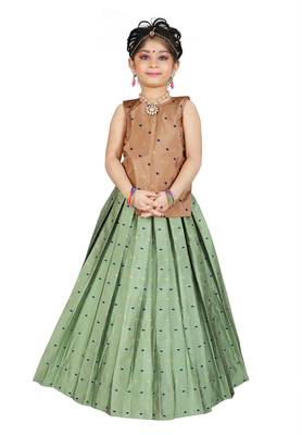 Kids Brown Top And Pista Lehanga Choli  1