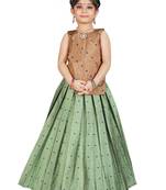 Kids Brown Top And Pista Lehanga Choli 