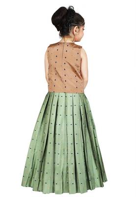 Kids Brown Top And Pista Lehanga Choli  3