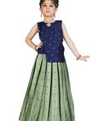 Kids Blue Top And Pista Lehanga Choli 