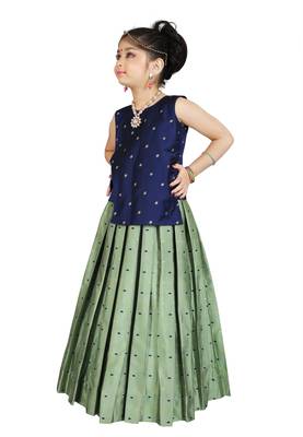 Kids Blue Top And Pista Lehanga Choli  2