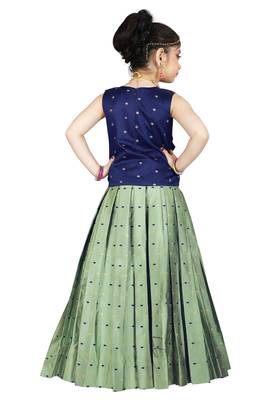 Kids Blue Top And Pista Lehanga Choli  3