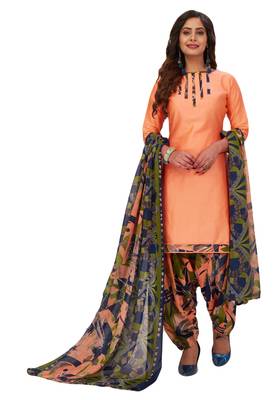 Women's Pack of 2 Synthetic Printed Unstitched Dress Material Combo 2