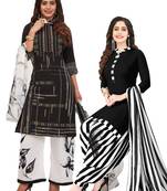 Women's Pack of 2 Synthetic Printed Unstitched Dress Material Combo