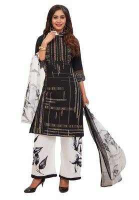 Women's Pack of 2 Synthetic Printed Unstitched Dress Material Combo 2