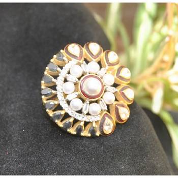 Kundan Pearl Cocktail Ring 2