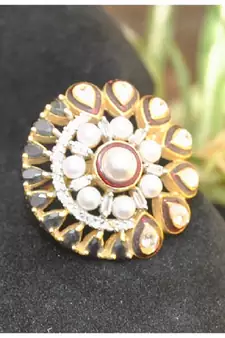 Kundan Pearl Cocktail Ring