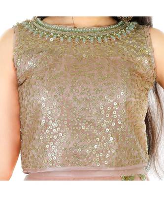 pink Sequins and Stone Embroidery Lehenga Choli for Girls with Blouse and Frills Dupatta 3