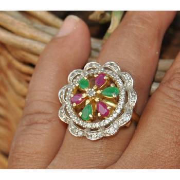 Ruby Emerald Cocktail Ring 2
