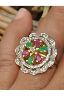 Ruby Emerald Cocktail Ring
