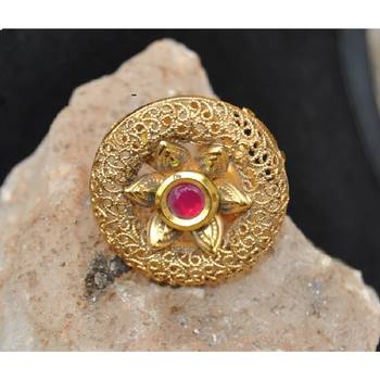 Intricately Designed Cocktail Finger Ring Studded with Ruby 2