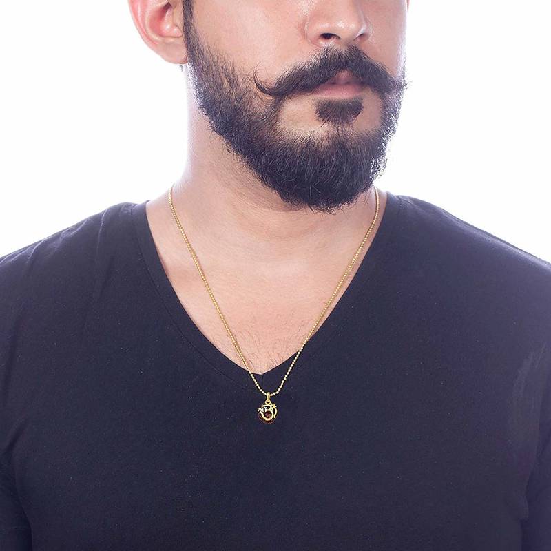 Lord Shiva Designer Pendant For Unisex Gold Plated Om Shri Rudraksha Pendant With Chain 