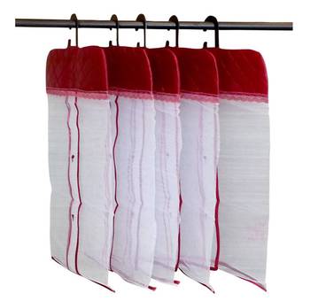 atorakushon   Satin Net Hanging Saree Cover Garments Wardrobe Organizer Pack of18 (maroon) 2