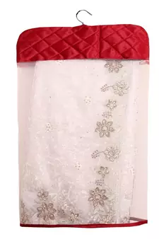 atorakushon   Satin Net Hanging Saree Cover Garments Wardrobe Organizer Pack of18 (maroon)