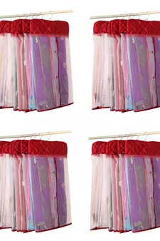 atorakushon   Satin Net Hanging Saree Cover Garments Wardrobe Organizer Pack of24  (maroon)