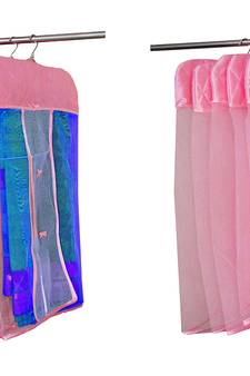 atorakushon   Satin Net Hanging Saree Cover Garments Wardrobe Organizer Pack of12  (Pink)