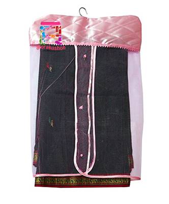 atorakushon   Satin Net Hanging Saree Cover Garments Wardrobe Organizer Pack of12  (Pink) 3