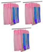 atorakushon   Satin Net Hanging Saree Cover Garments Wardrobe Organizer Pack of18  (Pink)
