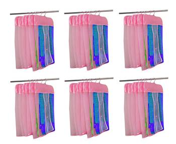 atorakushon   Satin Net Hanging Saree Cover Garments Wardrobe Organizer Pack of36 (Pink) 1