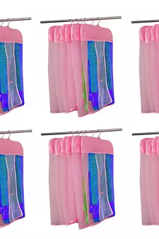 atorakushon   Satin Net Hanging Saree Cover Garments Wardrobe Organizer Pack of36 (Pink)