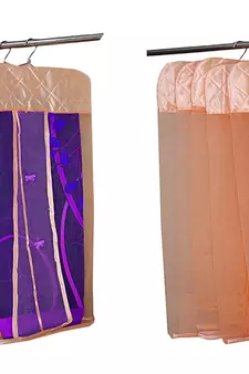 atorakushon   Satin Net Hanging Saree Cover Garments Wardrobe Organizer Pack of12  (peach)