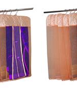 atorakushon   Satin Net Hanging Saree Cover Garments Wardrobe Organizer Pack of12  (peach)