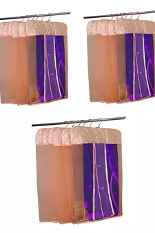 atorakushon   Satin Net Hanging Saree Cover Garments Wardrobe Organizer Pack of 18 (peach)
