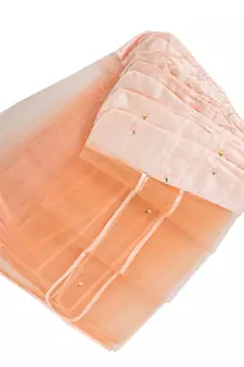 atorakushon   Satin Net Hanging Saree Cover Garments Wardrobe Organizer Pack of 18 (peach)