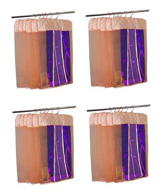 atorakushon   Satin Net Hanging Saree Cover Garments Wardrobe Organizer Pack of24  (peach) 1