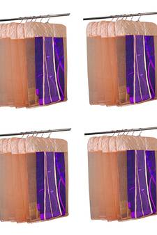 atorakushon   Satin Net Hanging Saree Cover Garments Wardrobe Organizer Pack of24  (peach)