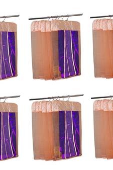 atorakushon   Satin Net Hanging Saree Cover Garments Wardrobe Organizer Pack of36  (peach)