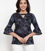 Indibelle Black printed cotton cotton-tops