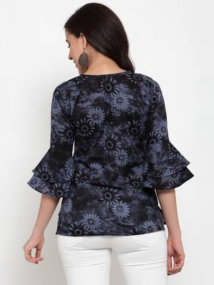 Indibelle Black printed cotton cotton-tops 2