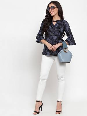 Indibelle Black printed cotton cotton-tops 4